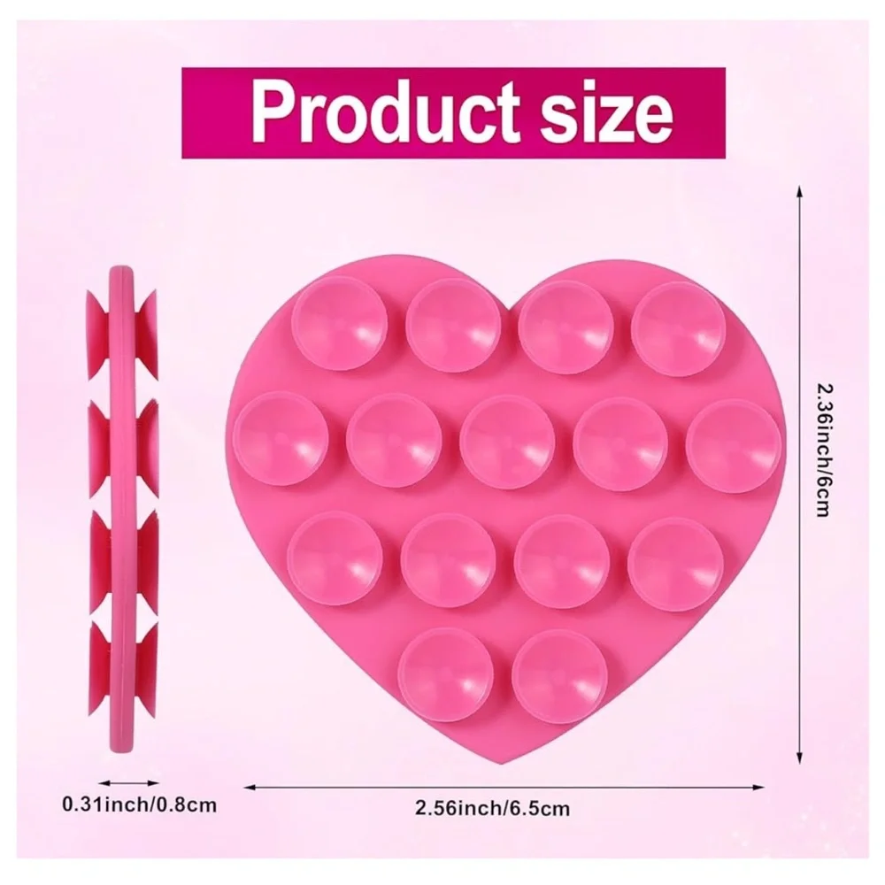 Heart Shape Double Sided Phone Suction Holder Brand New Pink